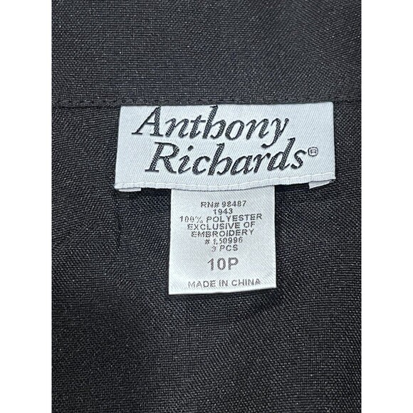 Anthony Richards Women 2-Piece Set Suit Embroidered Blazer & Dress Black Sz 10P - Picture 13 of 16
